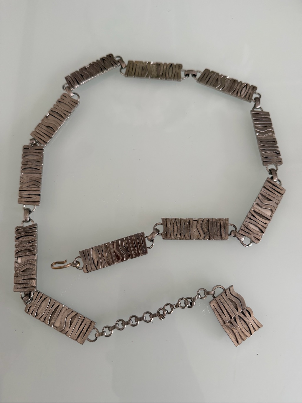 Dior Vintage Textured Metal Link Belt - Silver, So Rare